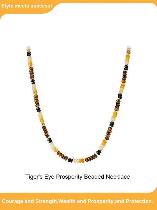 Tigers Eye Gemstone Beaded Necklace, Tiger's Eye Beaded Necklace，Tiger Eye Beads Necklace