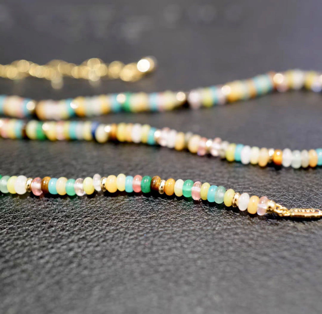 mini gemstone beaded necklace