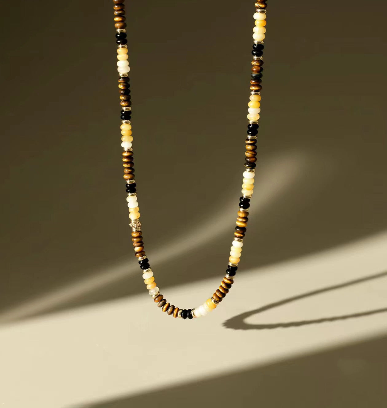 Tigers Eye Gemstone Beaded Necklace, Tiger Eye Wealth Necklace